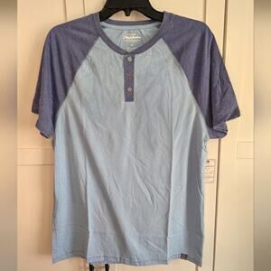 NWT Flag & Anthem Blue Short Raglan Sleeve Henley Shirt Mens Size M Medium
